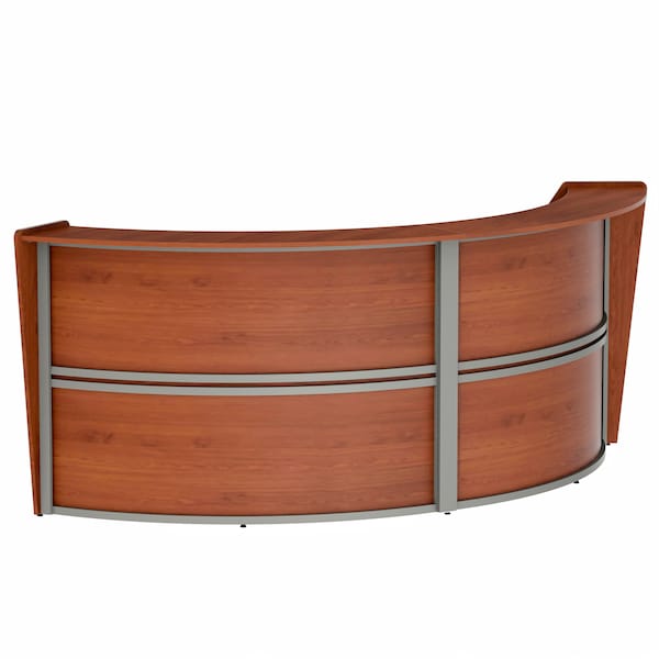 Linea Italia Reception Desk 49 in D X 46 in H, 10.3 ft W X Thermofused Laminate, Clear, Cherry - ZUC296