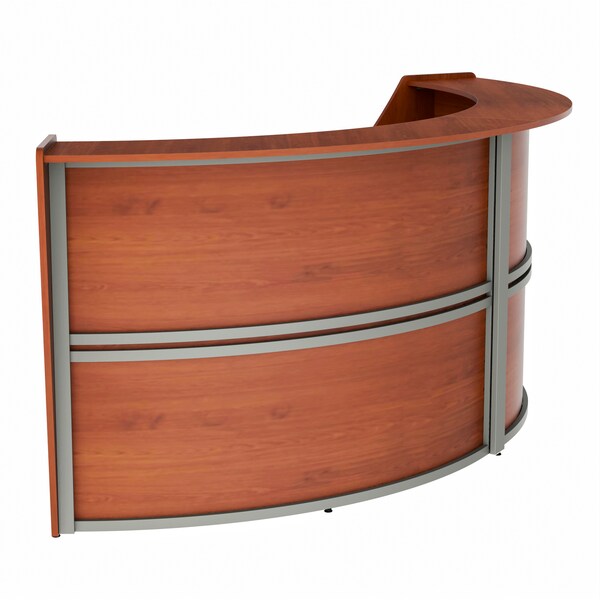 Linea Italia Reception Desk 49 in D X 46 in H, 10.3 ft W X Thermofused Laminate, Clear, Cherry - ZUC296