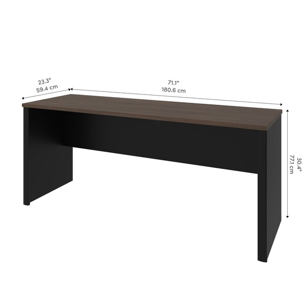 Bestar Connexion 72W Narrow Desk Shell, Antigua & Black - 93612-000052