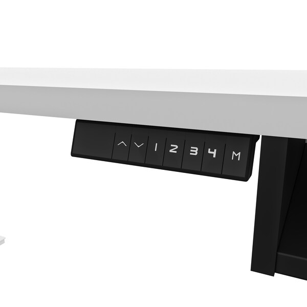 Bestar Pro-Vega Height Adjustable L-Desk, White/Black - 130420-000017