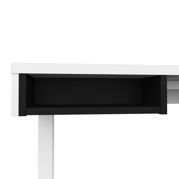 Bestar Pro-Vega Height Adjustable L-Desk, White/Black - 130420-000017