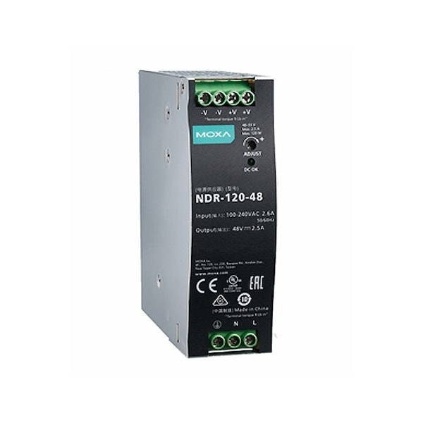 Moxa 120 W/2.5 A Din-Rail 48 Vdc Power Supply, Universal 90 To 264 Vac - NDR-120-48