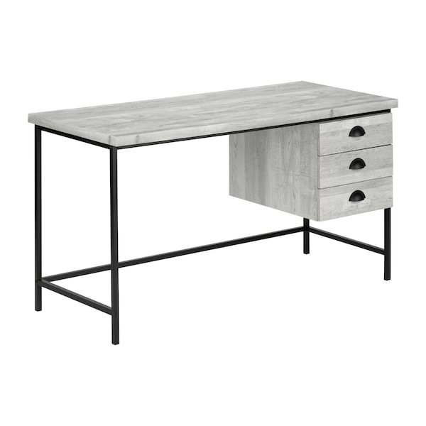 Monarch Specialties Computer Desk, Home Office, Laptop, Storage Drawers, 55"L, Work, Metal, Laminate, Grey, Black - I 7486