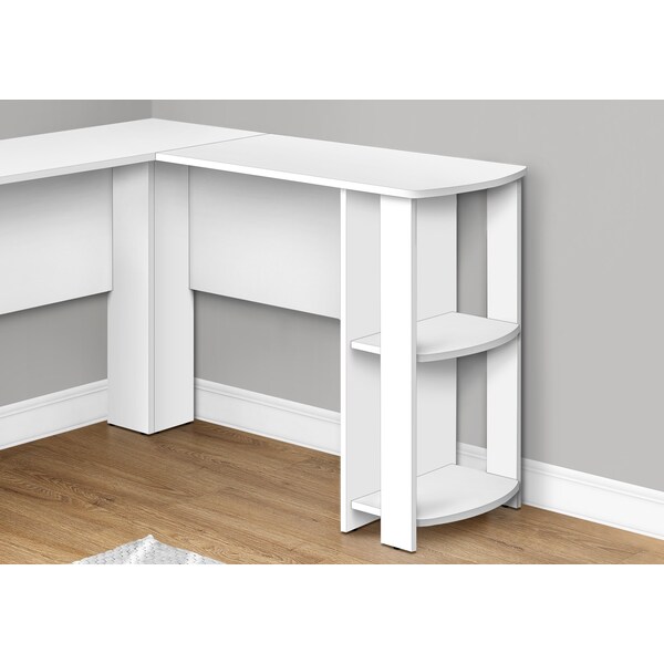 Monarch Specialties Computer Desk, Home Office, Corner, Storage Shelves, 48 in.L, L Shape, Work, Laptop, White Laminate - I 7723