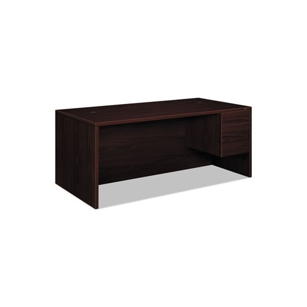 Hon N, 10500 SERIES LARGE inLin OR inUin RIGHT 3/4 HEIGHT PEDESTAL DESK, 72W X 36D X 29.5H, MAHOGANY - 10585RNN
