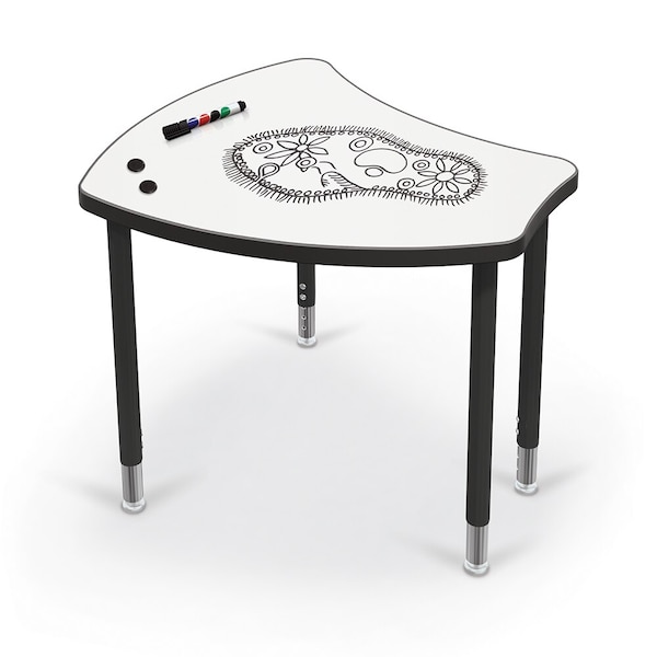 Mooreco Porcelain Desktop, Standard Shapes Desk with Black Direct Mount Shapes Legs - 70522