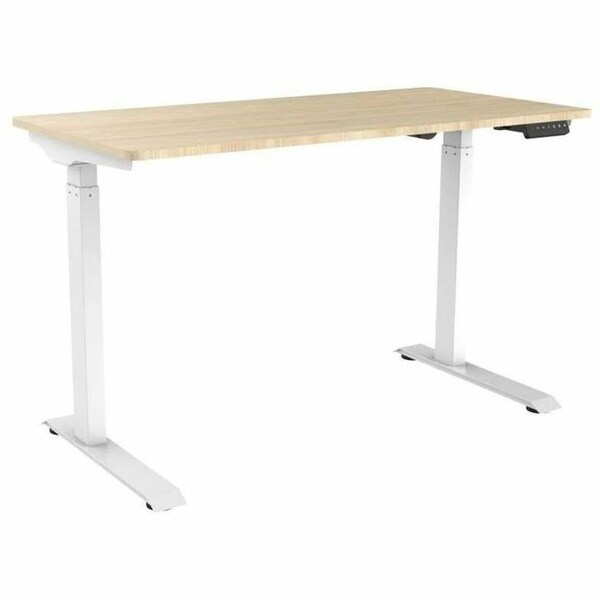 Monoprice SIT-STAND DESK W/ WOOD TOP WHITE BASE; NATURAL TOP - 42764