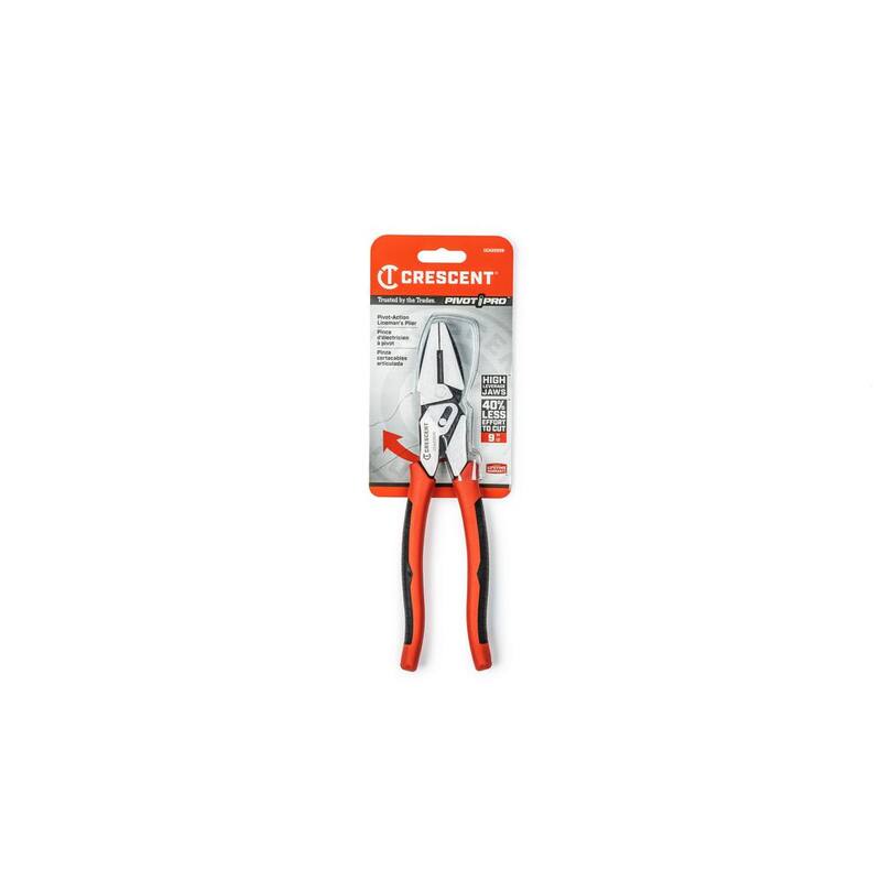 Crescent 9 in. Pivot Action Dual Material Grip Lineman's Compound Action Pliers - CCA20509