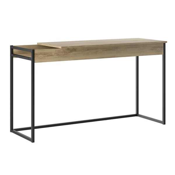 Towels Usa 53 x 18 x 30 in. Noa Office Desk in Oak Melamine with Black Painted Metal Frame - TO1719927