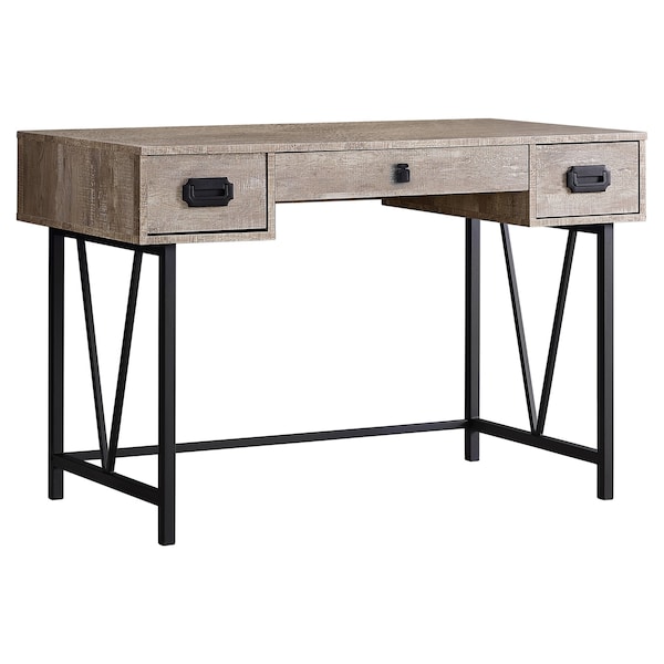 Monarch Specialties Computer Desk, Home Office, Laptop, Storage Drawers, 48"L, Work, Metal, Laminate, Beige, Black - I 7414