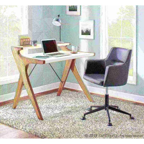 Lumisource Archer Desk in Walnut Wood with White Wood Top - OFD-ARCHER WLW
