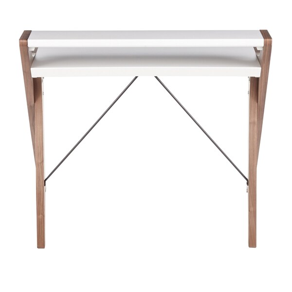 Lumisource Archer Desk in Walnut Wood with White Wood Top - OFD-ARCHER WLW