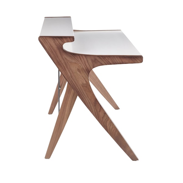 Lumisource Archer Desk in Walnut Wood with White Wood Top - OFD-ARCHER WLW