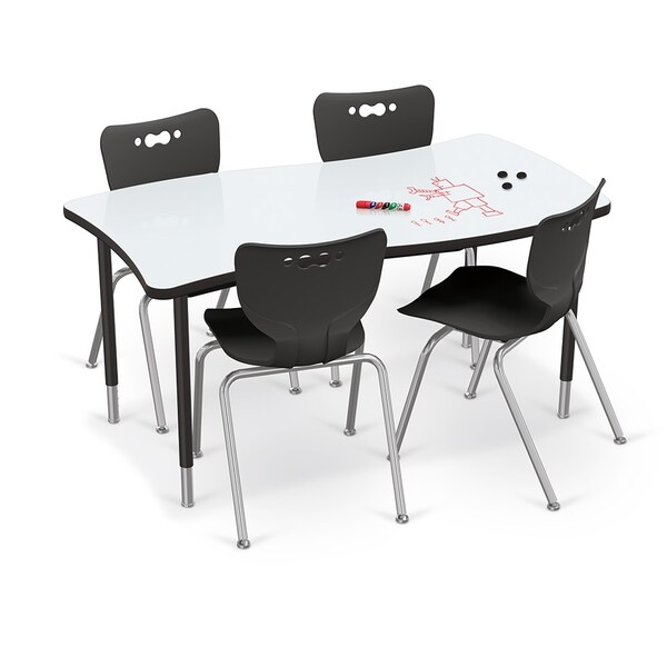 Mooreco Porcelain Desktop, Creator Table 60x30 with Black Direct Mount Shapes Legs - 70526