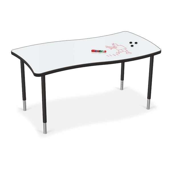 Mooreco Porcelain Desktop, Creator Table 60x30 with Black Direct Mount Shapes Legs - 70526