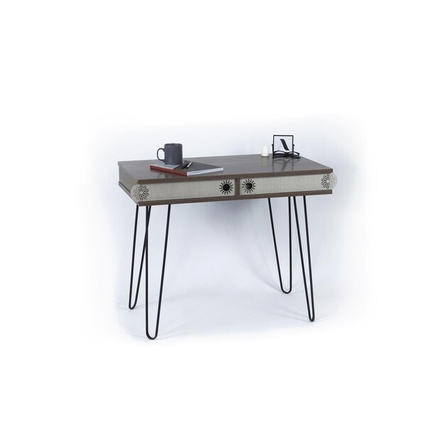Homedora Zillia Desk, Walnut & Black - HD-ON45RF-ILL-MT190621