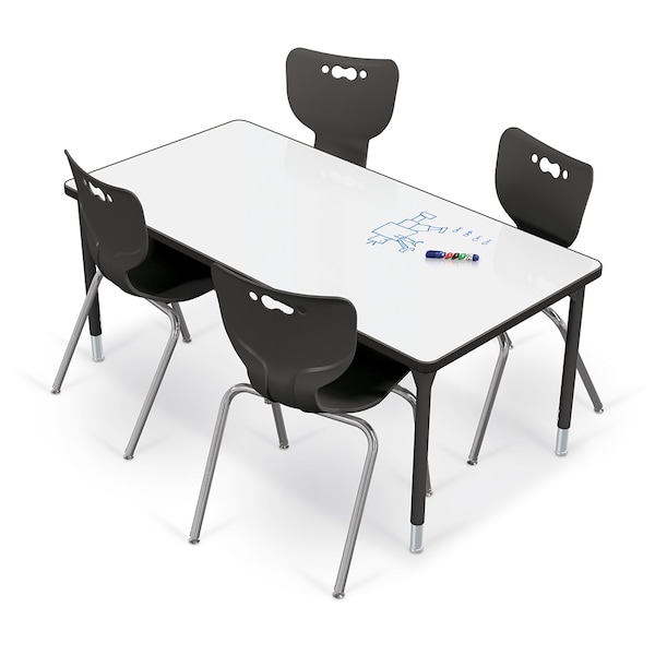 Mooreco Porcelain Desktop, 30x60 Hierarchy Table with Black Direct Mount Shapes Legs - 70524