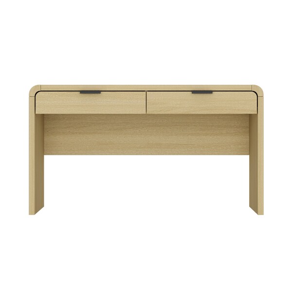 Manhattan Comfort Grace 54in Home Office Desk in Natural Oak and Black - DK001-NO