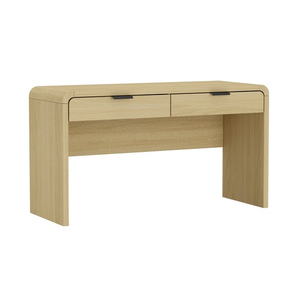 Manhattan Comfort Grace 54in Home Office Desk in Natural Oak and Black - DK001-NO