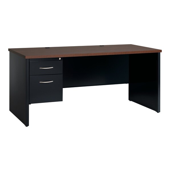 Hirsh Desk Pedestal, 30 in D X 29 1/2 in H, 66 in W X Steel, Black/Walnut - 20543