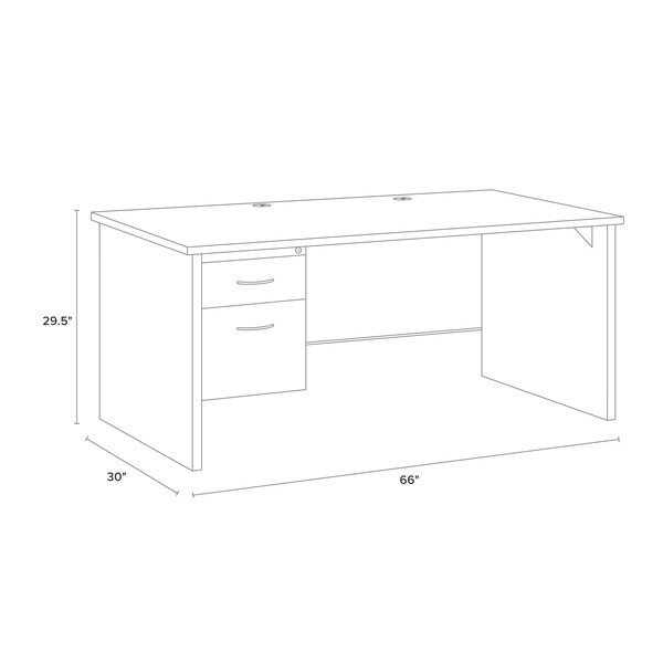 Hirsh Desk Pedestal, 30 in D X 29 1/2 in H, 66 in W X Steel, Black/Walnut - 20543