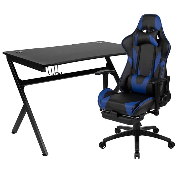 Flash Furniture Black Gaming Desk-Cup Holder/Reclining Chair Set - BLN-X30D1904-BL-GG