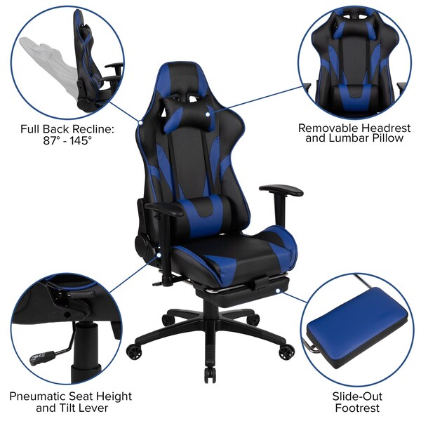 Flash Furniture Black Gaming Desk-Cup Holder/Reclining Chair Set - BLN-X30D1904-BL-GG