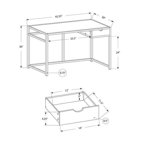 Homeroots 42 in. Metal Computer Desk, Grey & Dark Grey - 376543