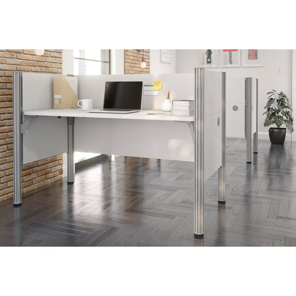 Bestar Bestar Pro-Biz 63W Single Office Cubicle with Low Privacy Panels in white - 100871C-17