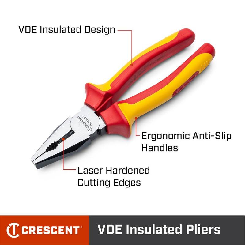Crescent 6 in. VDE 1000-Volt Insulated Linesman Cutting Pliers - 6LMVDE