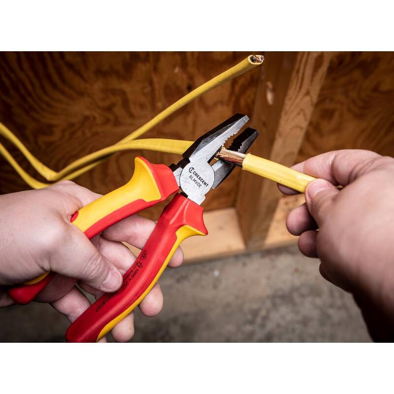 Crescent 6 in. VDE 1000-Volt Insulated Linesman Cutting Pliers - 6LMVDE