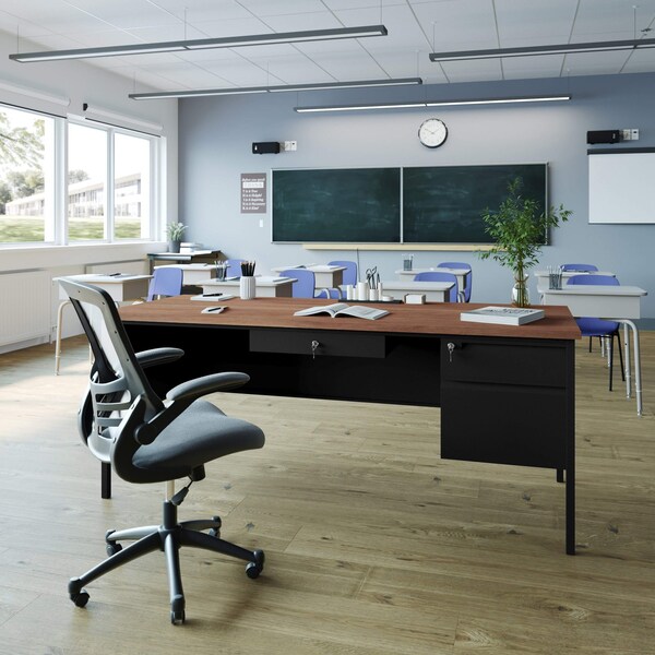 Flash Furniture 30 in D X Walnut, 70 in W X - GC-M-BLK-177-WLN-GG