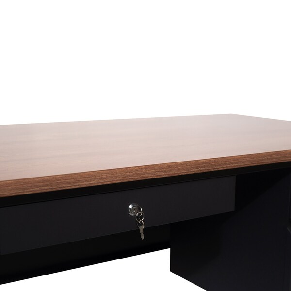 Flash Furniture 30 in D X Walnut, 70 in W X - GC-M-BLK-177-WLN-GG