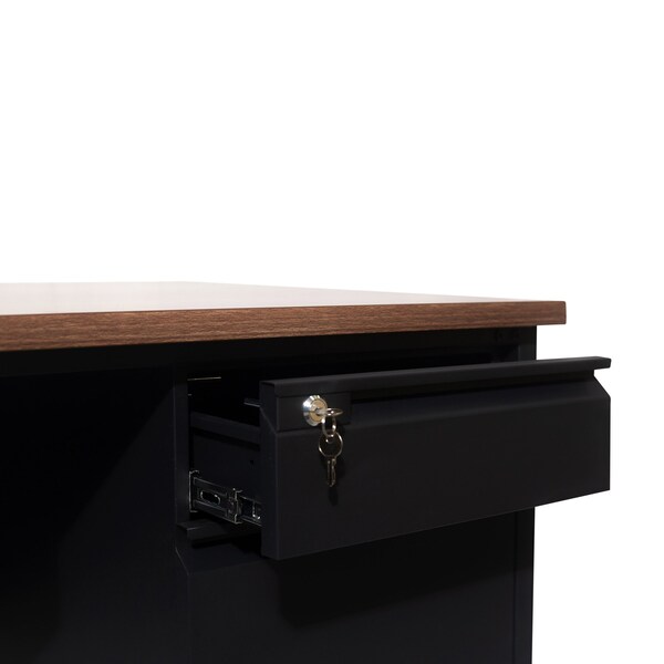 Flash Furniture 30 in D X Walnut, 70 in W X - GC-M-BLK-177-WLN-GG