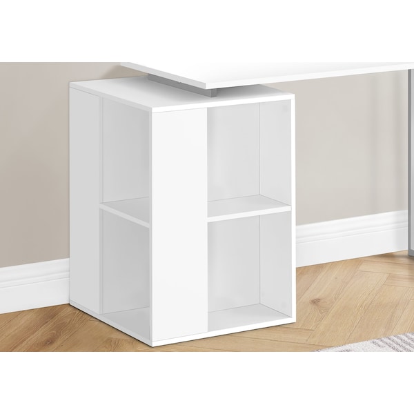 Monarch Specialties Computer Desk, Home Office, Left/Right Set-up, Storage Shelves, 55in.L, Work, Laptop, White Laminate - I 7600