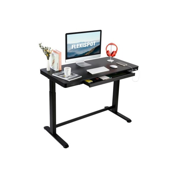 Zoxou Flexispot All-in-One Height Adjustable Standing Desk, 48inL x 24inW, Chipboard, Black Top - FW8B