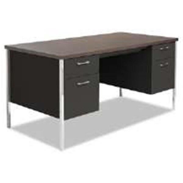 Alera Technologies Alera ALESD216030BW Double Pedestal Steel Desk Metal Desk Walnut Black - YYAZ-ALESD6030BW