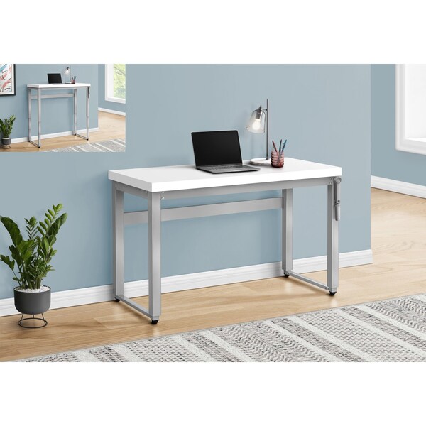 Monarch Specialties Computer Desk, Home Office, Standing, Adjustable, 48"L, Work, Laptop, Metal, Laminate, White, Grey - I 7683