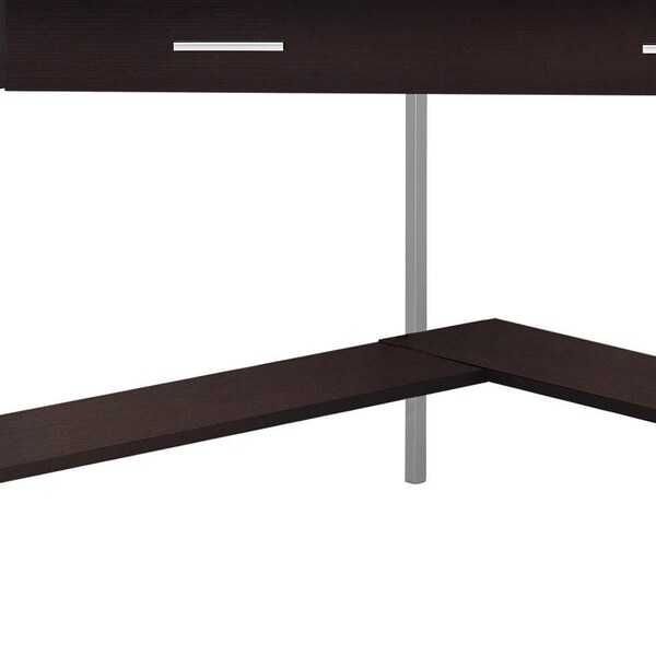 Homeroots 30 in. Cappuccino Particle Board & Silver Metal Computer Desk - 333555