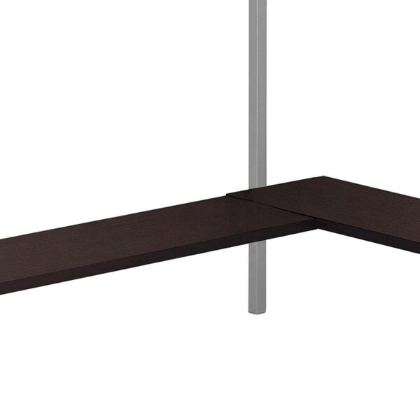 Homeroots 30 in. Cappuccino Particle Board & Silver Metal Computer Desk - 333555