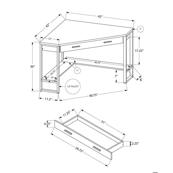 Homeroots 30 in. Cappuccino Particle Board & Silver Metal Computer Desk - 333555