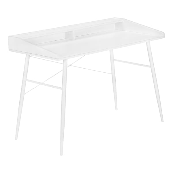 Monarch Specialties Computer Desk, Home Office, Laptop, Storage Shelves, 48"L, Work, Metal, Laminate, White - I 7535