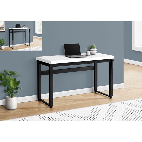 Monarch Specialties Computer Desk, Home Office, Standing, Adjustable, 48"L, Work, Laptop, Metal, Laminate, White, Black - I 7681