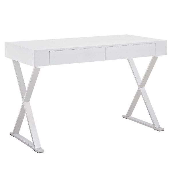 Primewir EastEnd Sector Office Desk with Gloss White Top on Stainless Base - EEI-1183-WHI