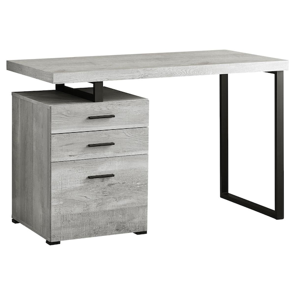Daphnes Dinnette 48 in. Grey Reclaimed Wood & Black Metal Computer Desk - DA3593926