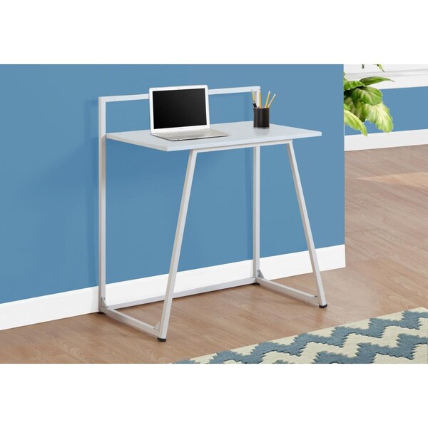 Gfancy Fixtures 34 in. White MDF & White Metal Computer Desk - GF3086753