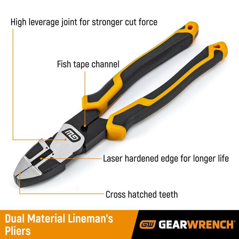 GEARWRENCH PITBULL 9.5in. Dual Material Linesmans Pliers - 82181C-06