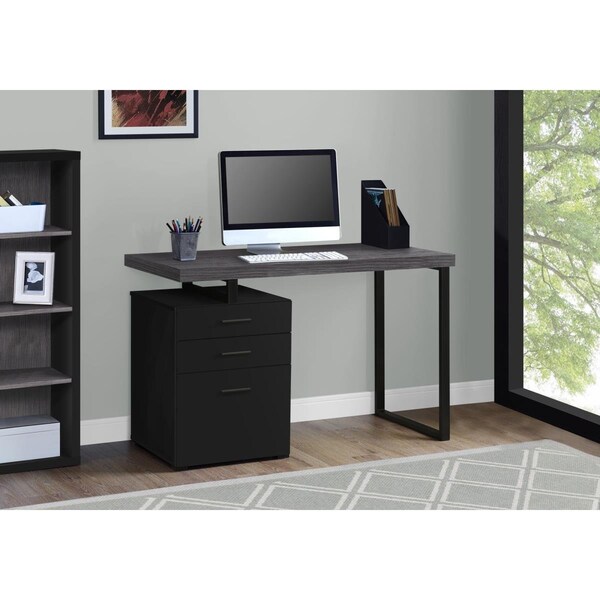 Homeroots 30 in. Black Particle Board & Grey Metal Computer Desk - 333512