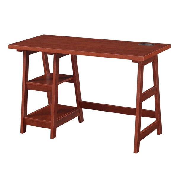 Convenience Concepts 47 x 20.25 x 29.25 in. Designs2Go Trestle Desk with Charging Station - 090117CHEL