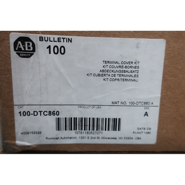 Allen Bradley Terminal Cover Kit, 100DTC860 - 100-DTC860